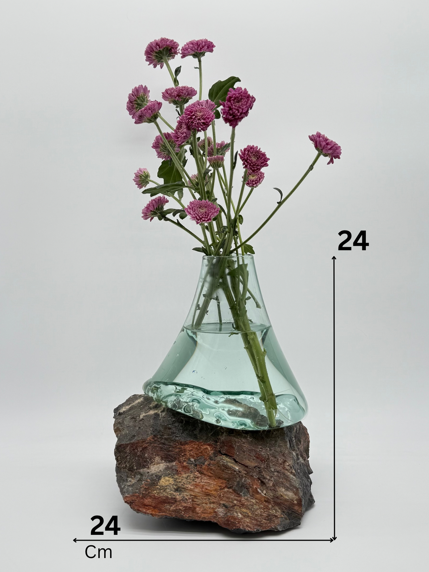 Hand-Blown Glass Vase with Natural Stone – Rare Artistic Home Decor 10