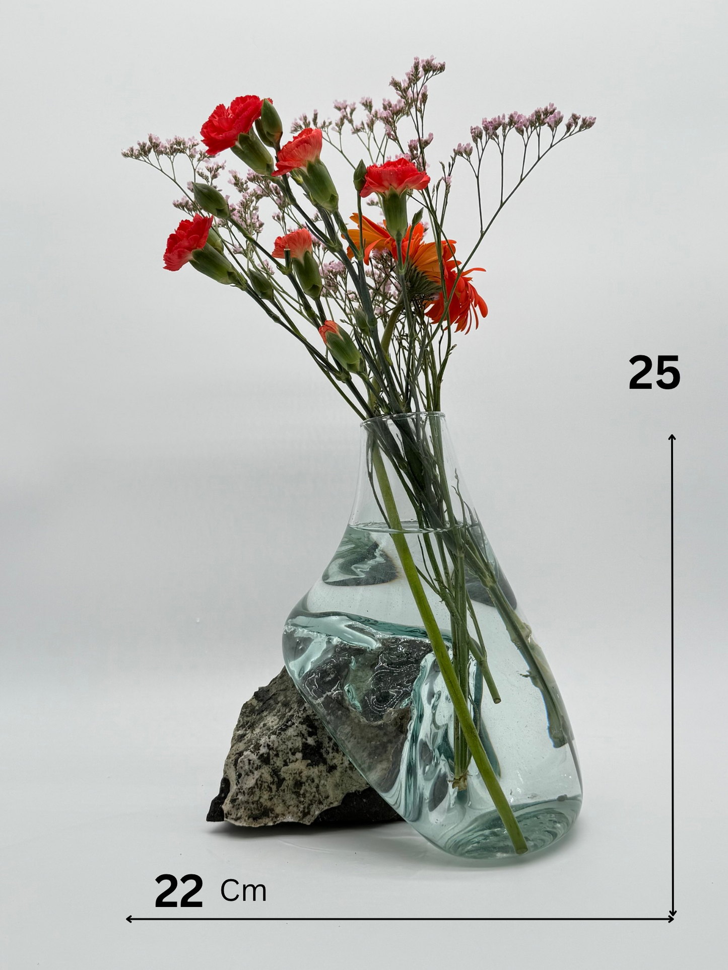 Unique Handmade Glass Vase with Natural Black Rock – One-of-a-Kind Home Accent 8