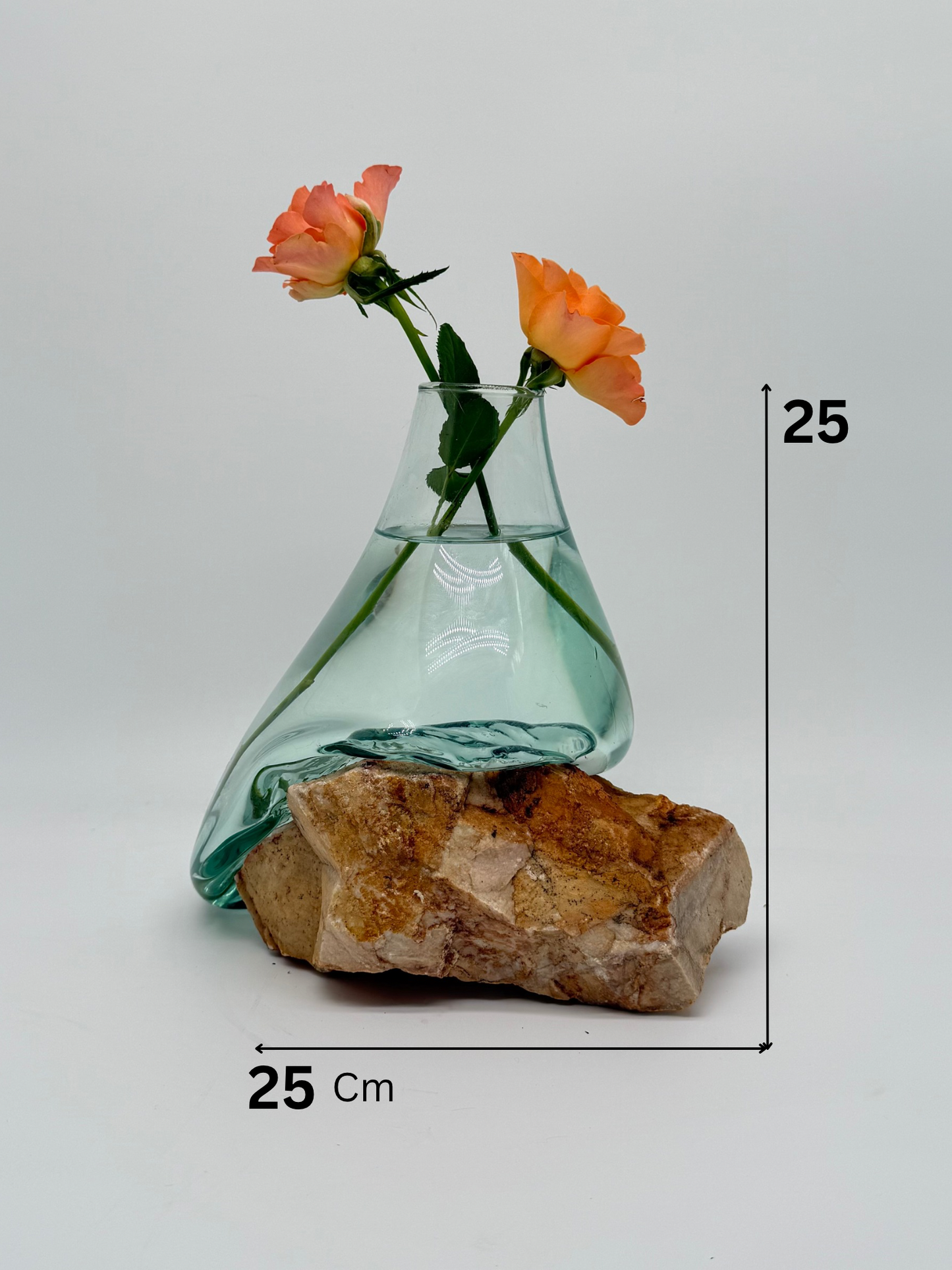 Exclusive Artisan Glass Vase Resting on Raw Stone Form 19