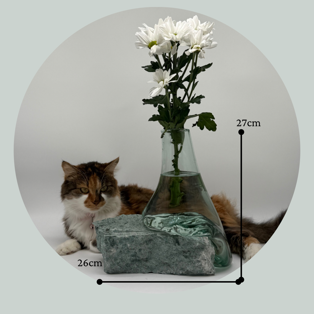 Handmade Glass Vase with Blue Mineral Stone Base – Tranquil Grace 25