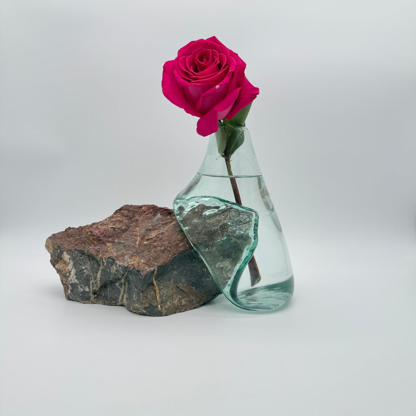 Handcrafted Glass Vase with Natural Stone Base 4
