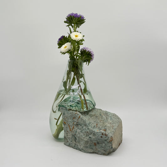 Exclusive Artisan Glass Vase Resting on Rare Blue Stone 23