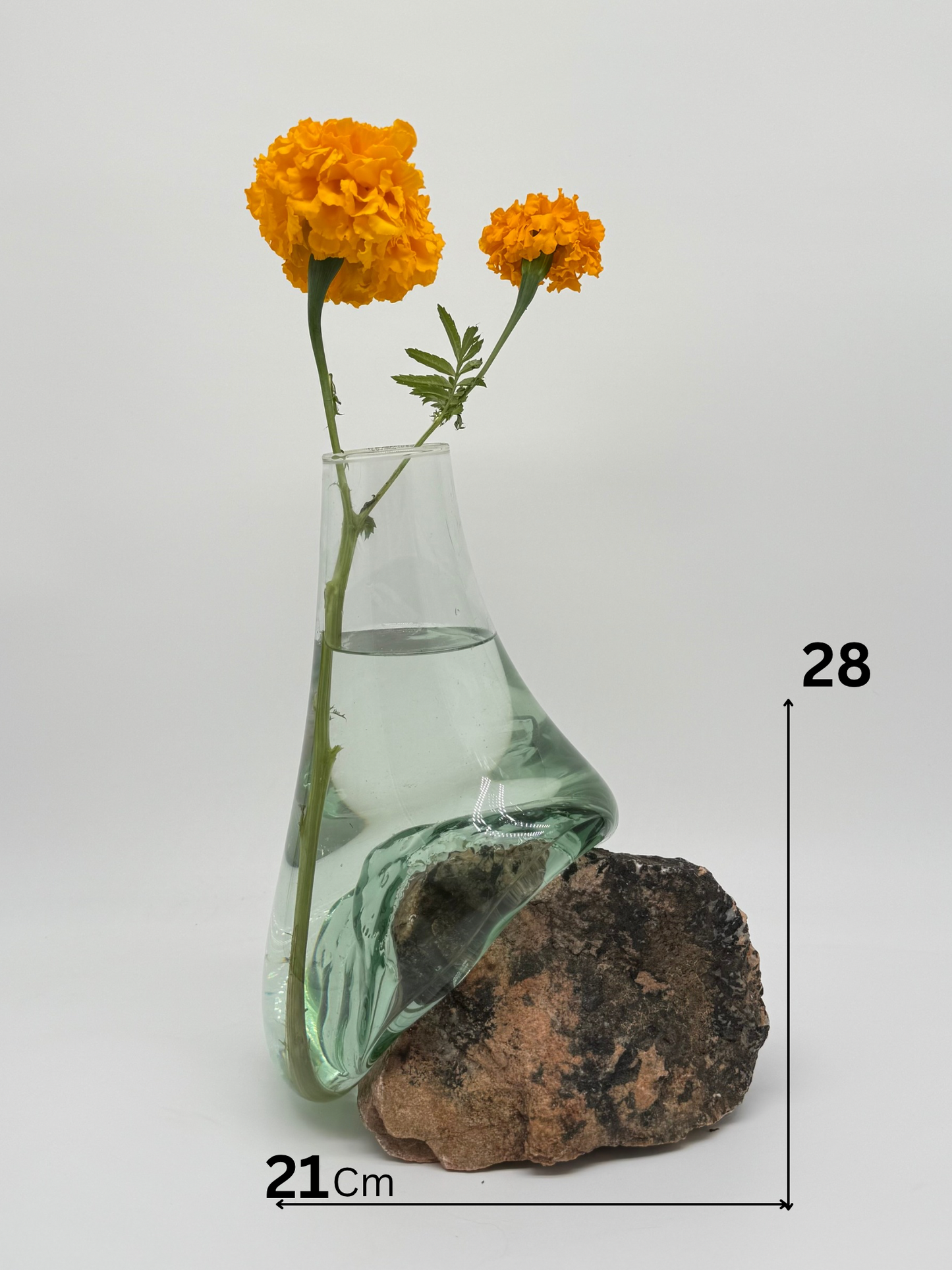 Rare Handcrafted Glass Vase with Stone Form Design 18