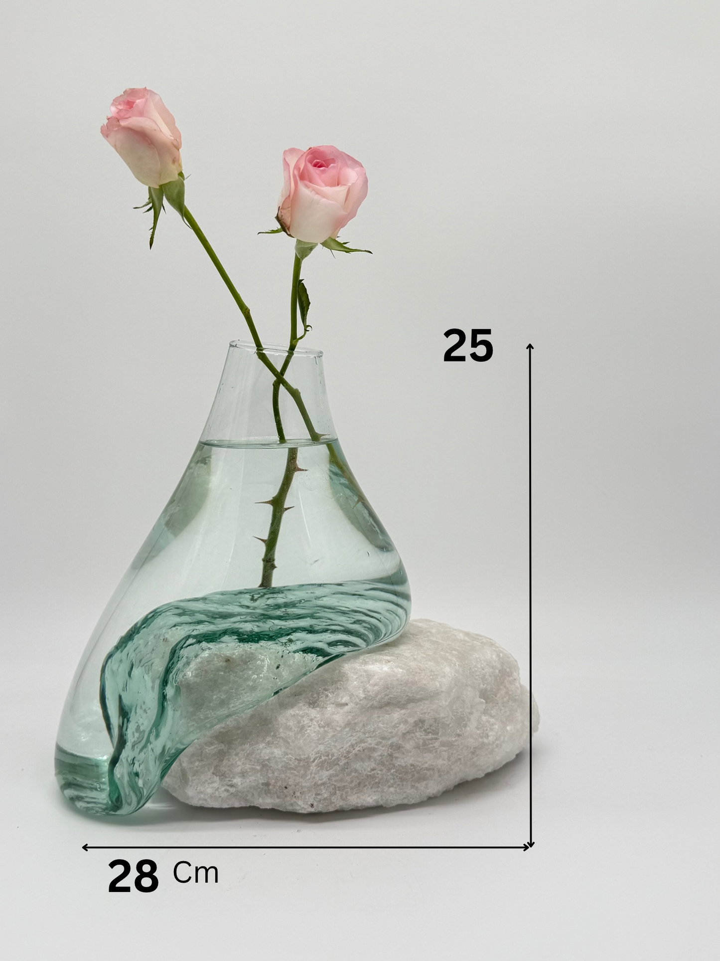 Handcrafted Glass Vase with White Salt Stone Base – Pure Elegance 22