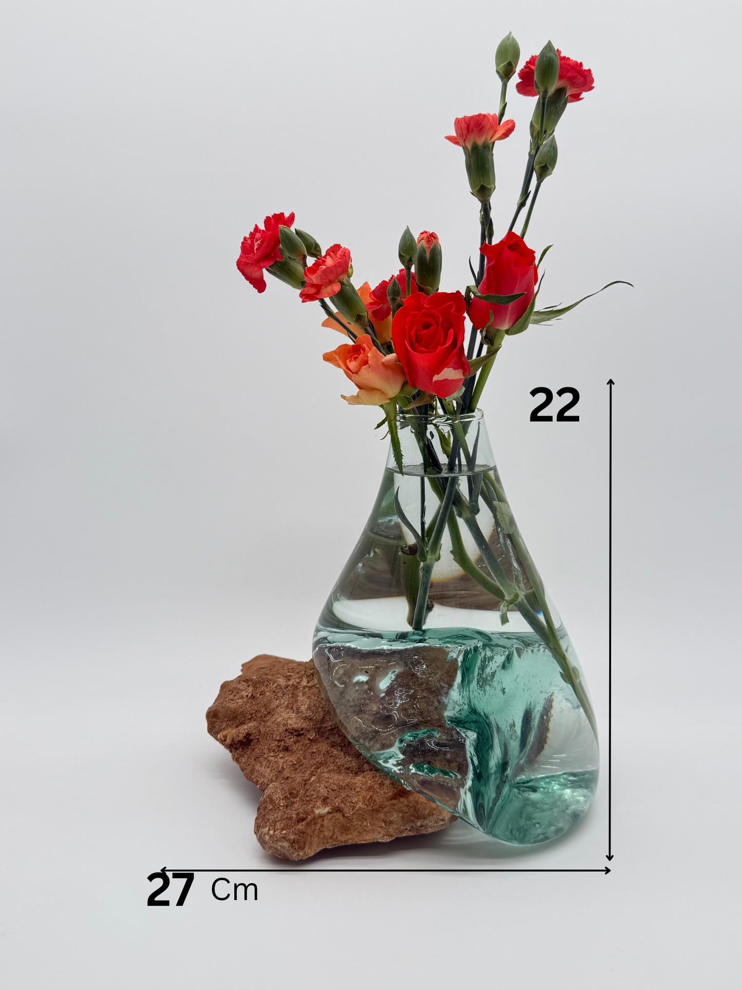Hand-Blown Glass Vase with Stone Base – Timeless Artistic Home Decor 12