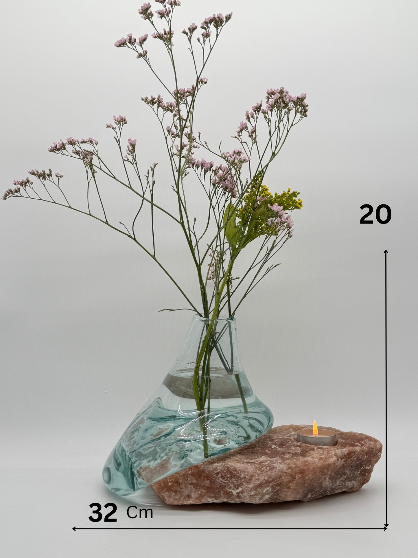 Stone Embrace Glass Vase with Candle Holder 9