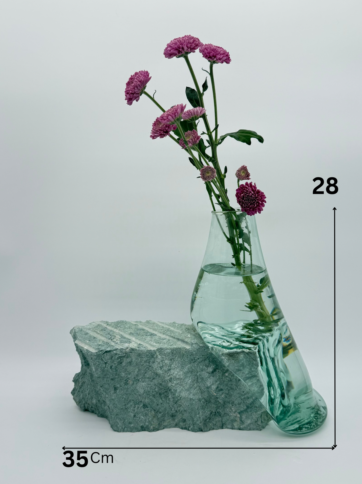 Handcrafted Molten Glass Vase on Natural Blue Stone Base 5