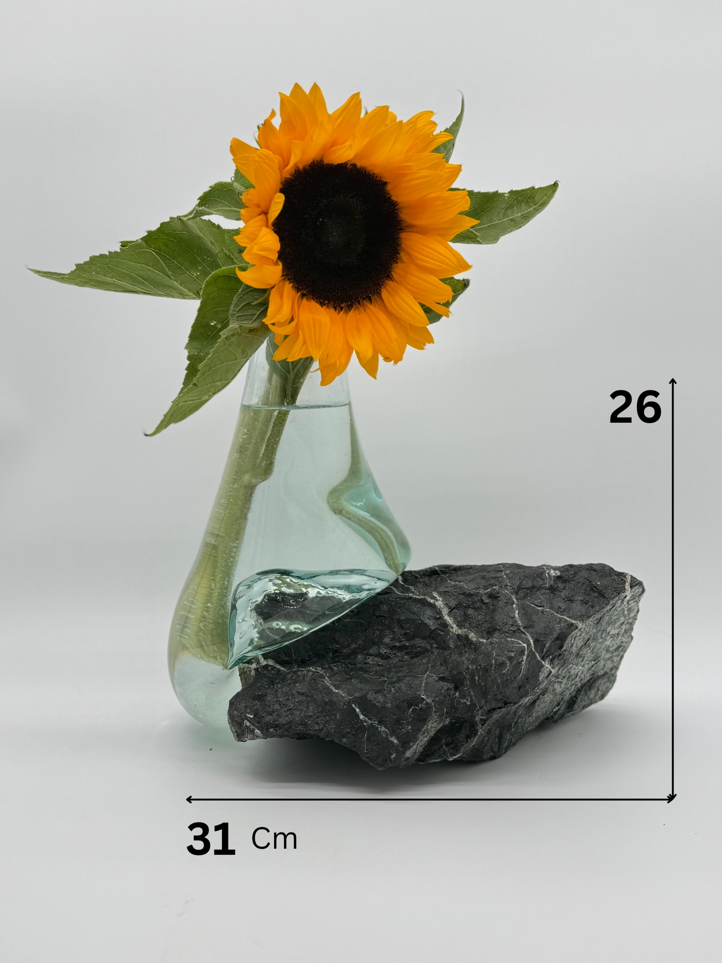 Handcrafted Glass Vase with Natural Stone Base 3