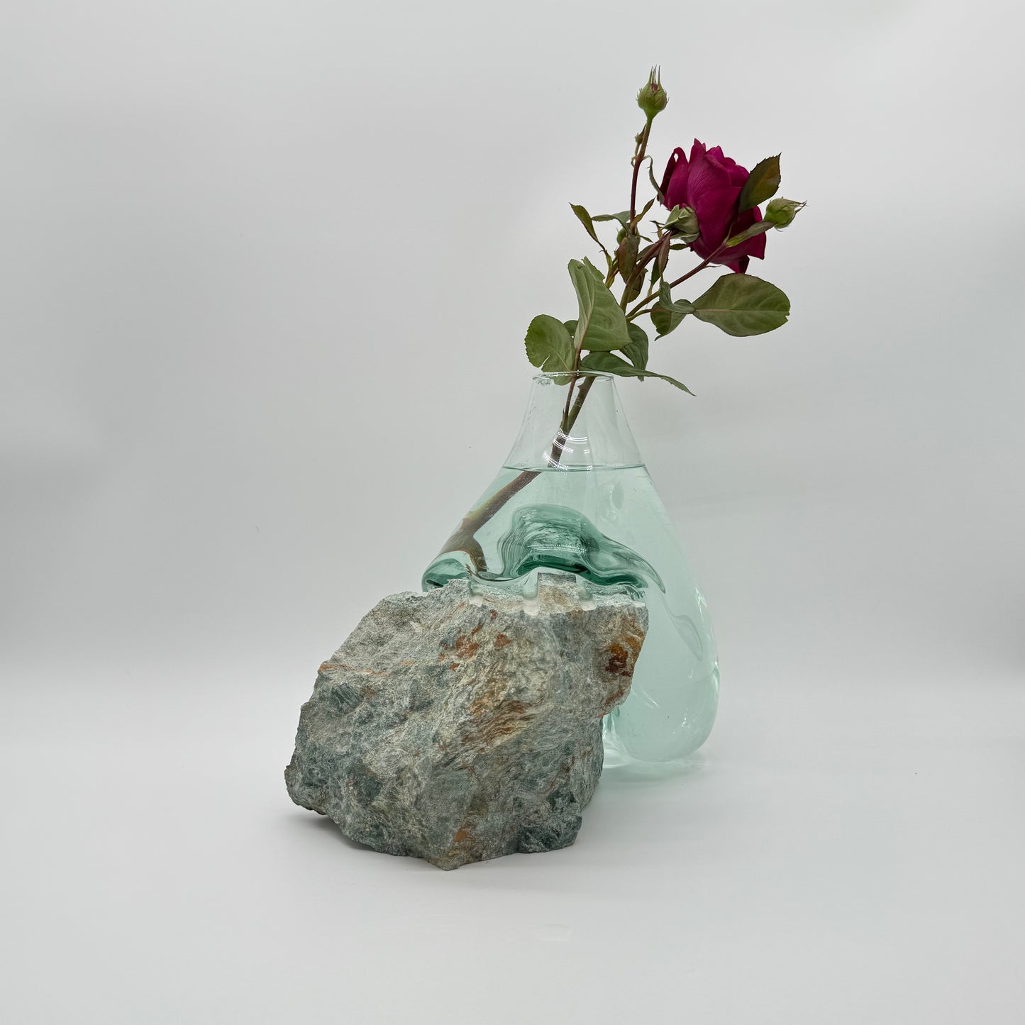 Wide Molten Glass on Natural Stone Vase – Unique Home Décor 2