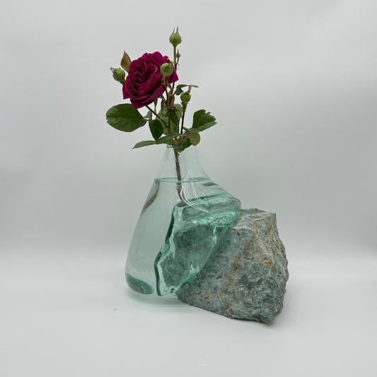 Wide Molten Glass on Natural Stone Vase – Unique Home Décor 2