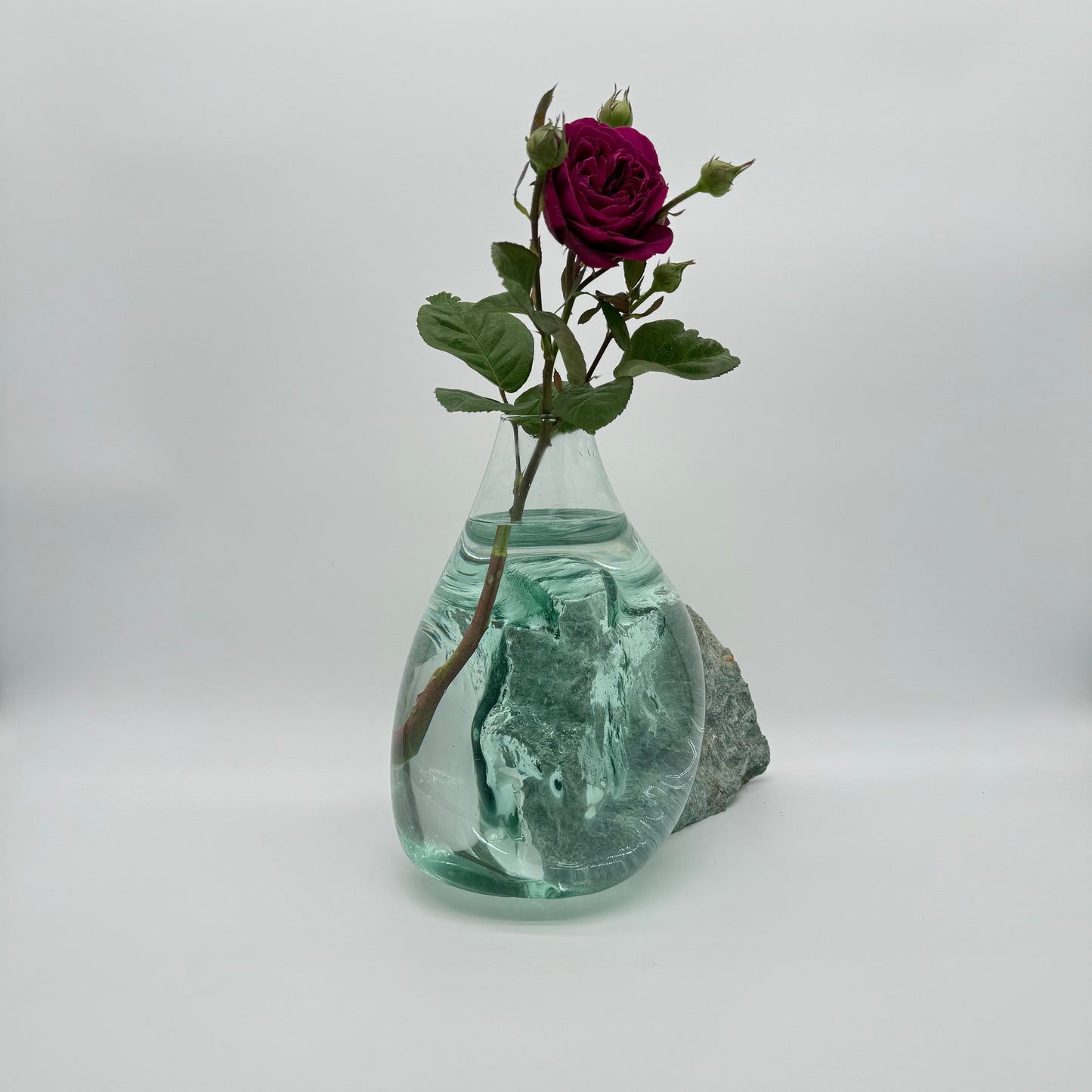 Wide Molten Glass on Natural Stone Vase – Unique Home Décor 2