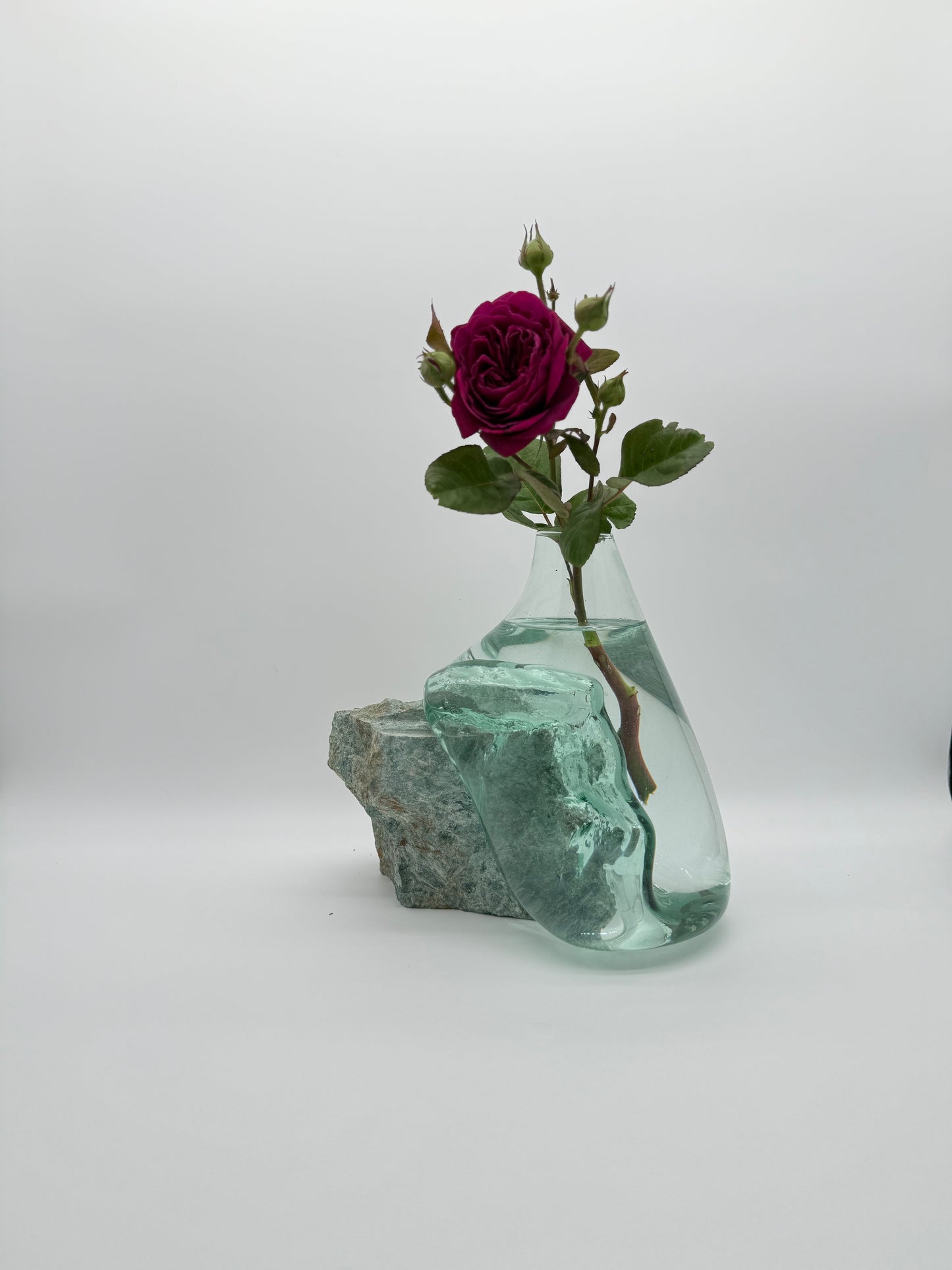Wide Molten Glass on Natural Stone Vase – Unique Home Décor 2
