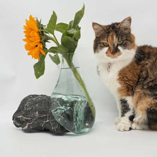 Handcrafted Glass Vase with Natural Stone Base 3