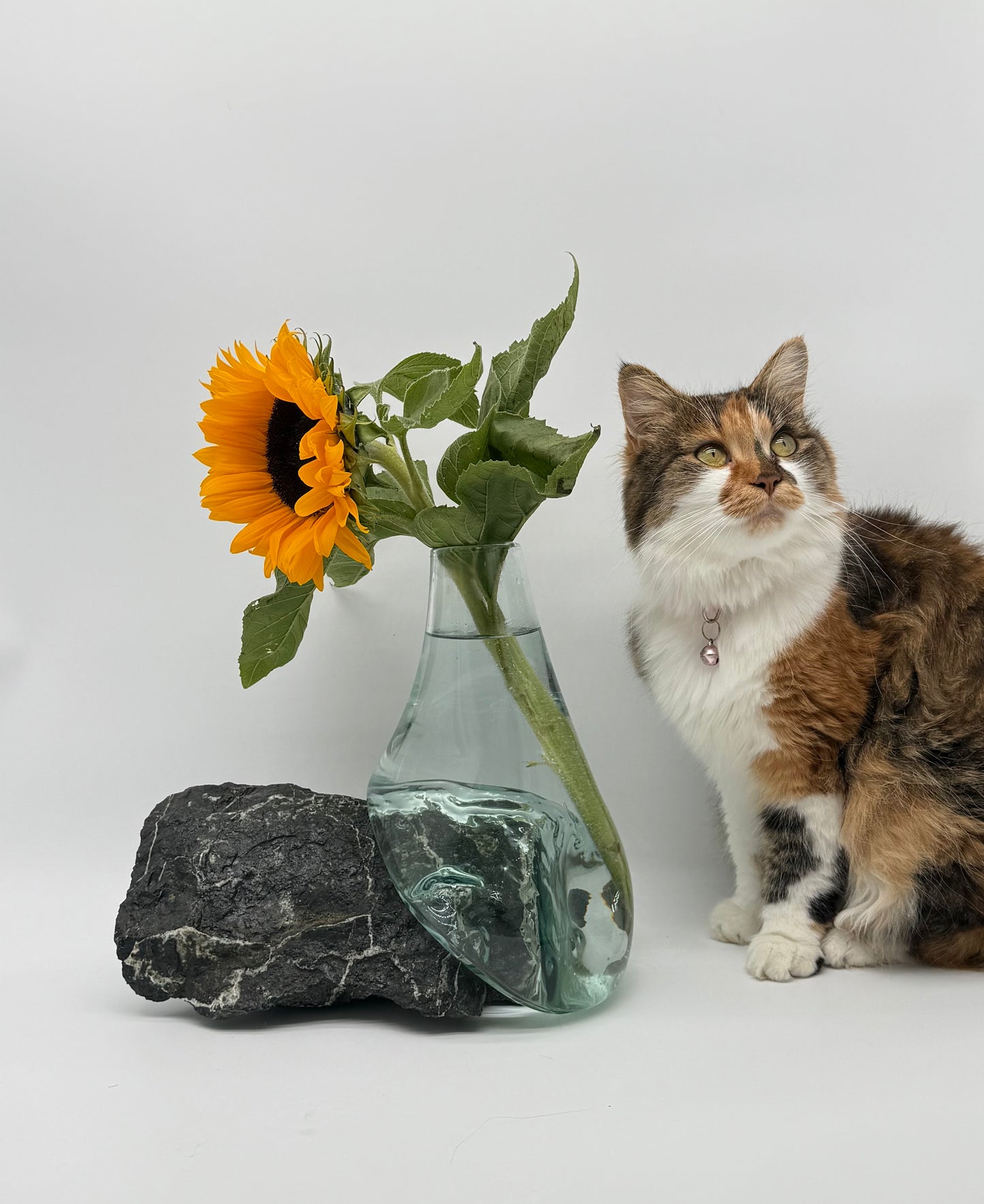 Handcrafted Glass Vase with Natural Stone Base 3