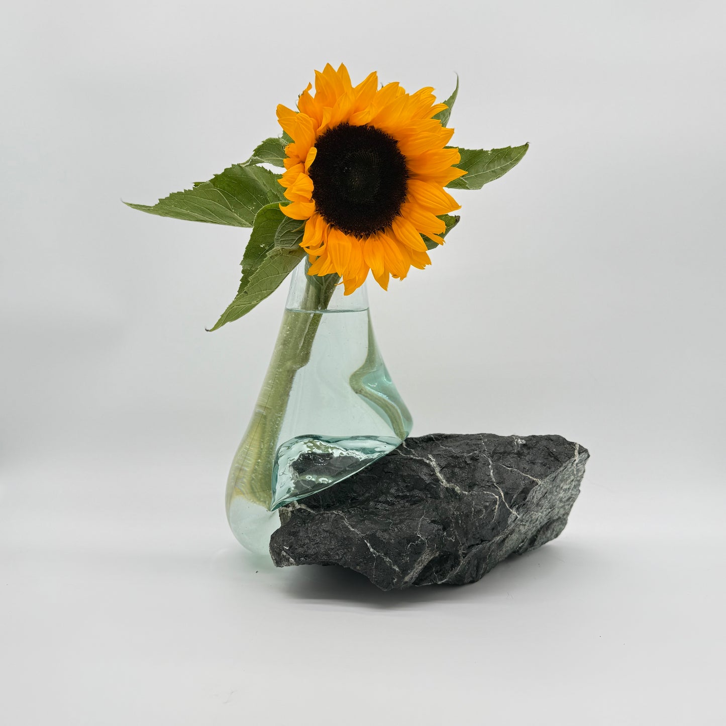 Handcrafted Glass Vase with Natural Stone Base 3