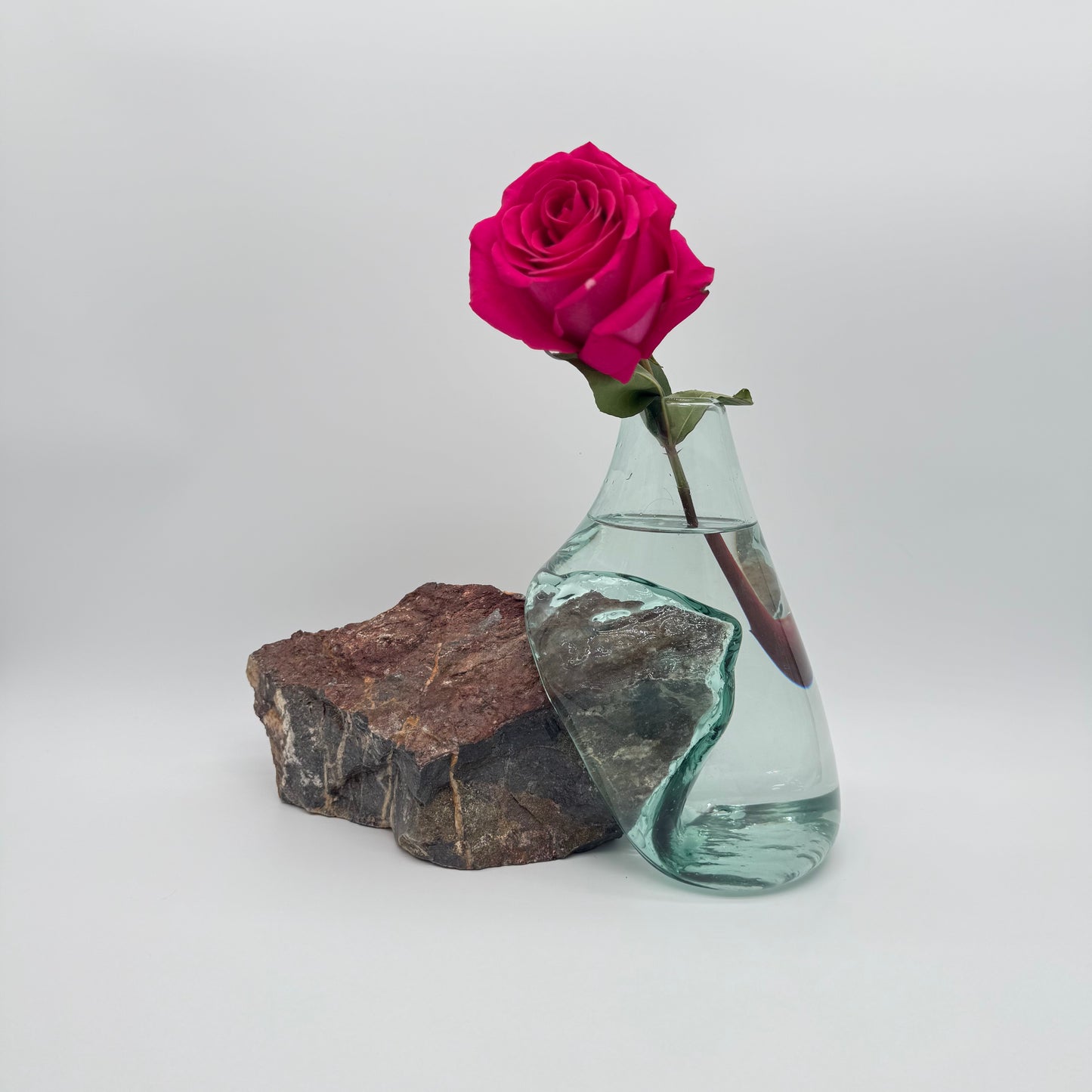 Handcrafted Glass Vase with Natural Stone Base 4