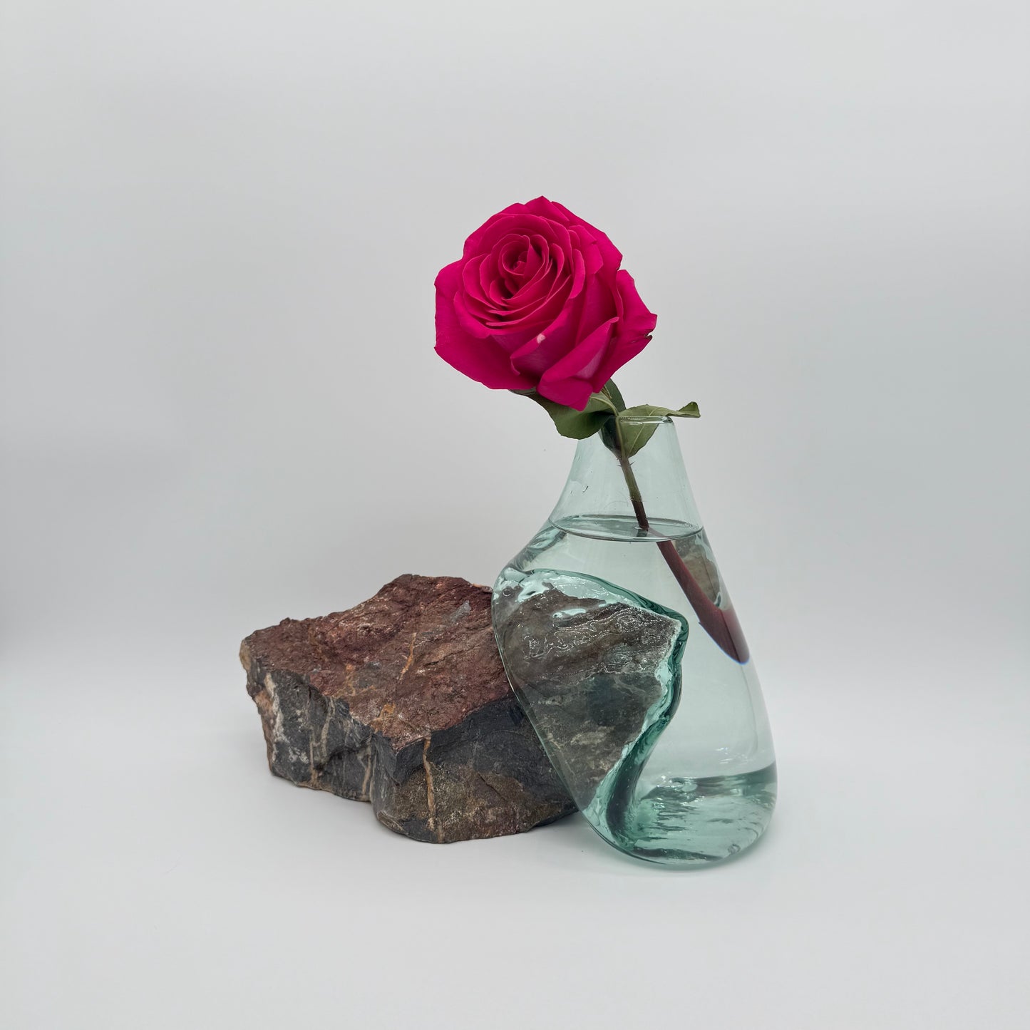 Handcrafted Glass Vase with Natural Stone Base 4