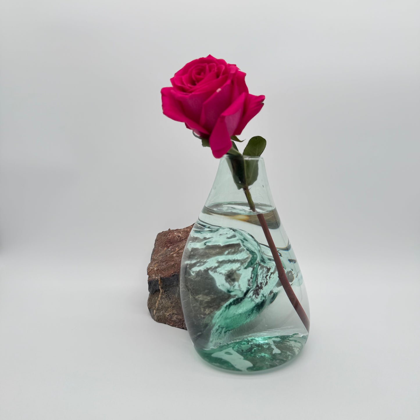 Handcrafted Glass Vase with Natural Stone Base 4