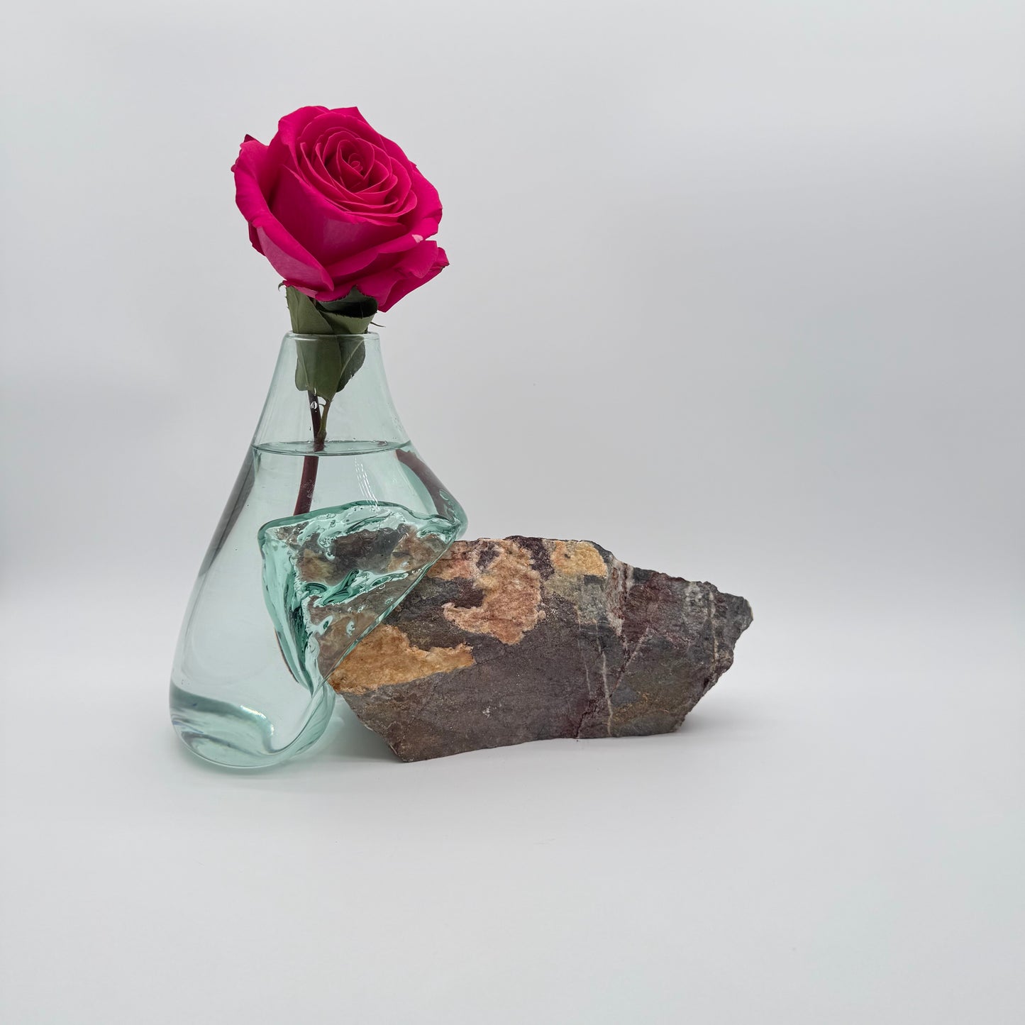 Handcrafted Glass Vase with Natural Stone Base 4