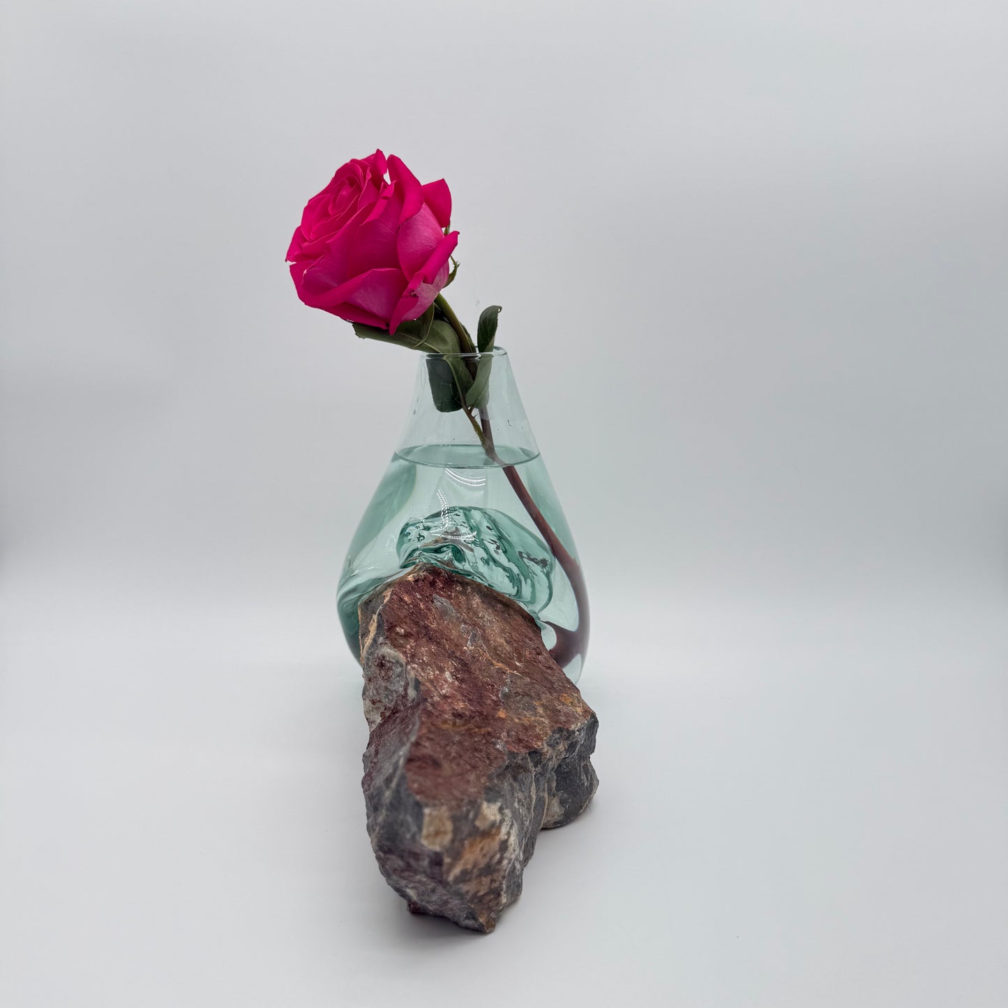 Handcrafted Glass Vase with Natural Stone Base 4