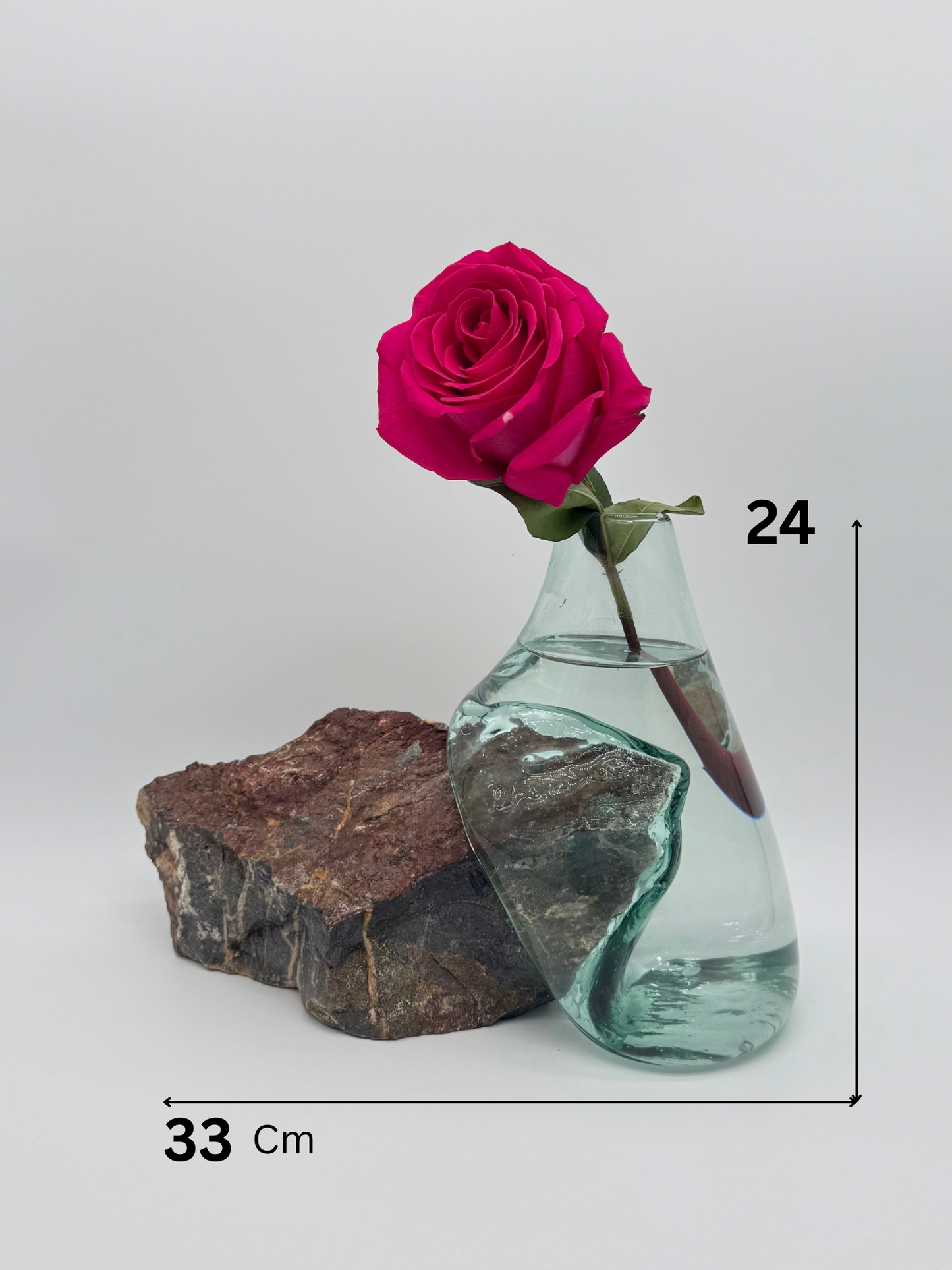 Handcrafted Glass Vase with Natural Stone Base 4