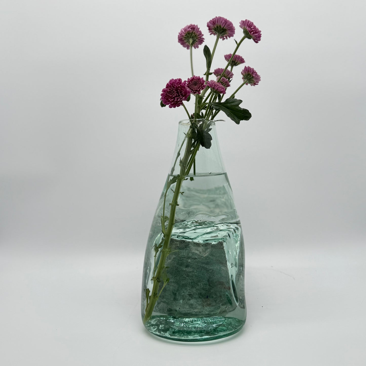 Handcrafted Molten Glass Vase on Natural Blue Stone Base 5