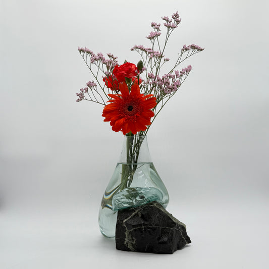 Unique Handmade Glass Vase with Natural Black Rock – One-of-a-Kind Home Accent 8