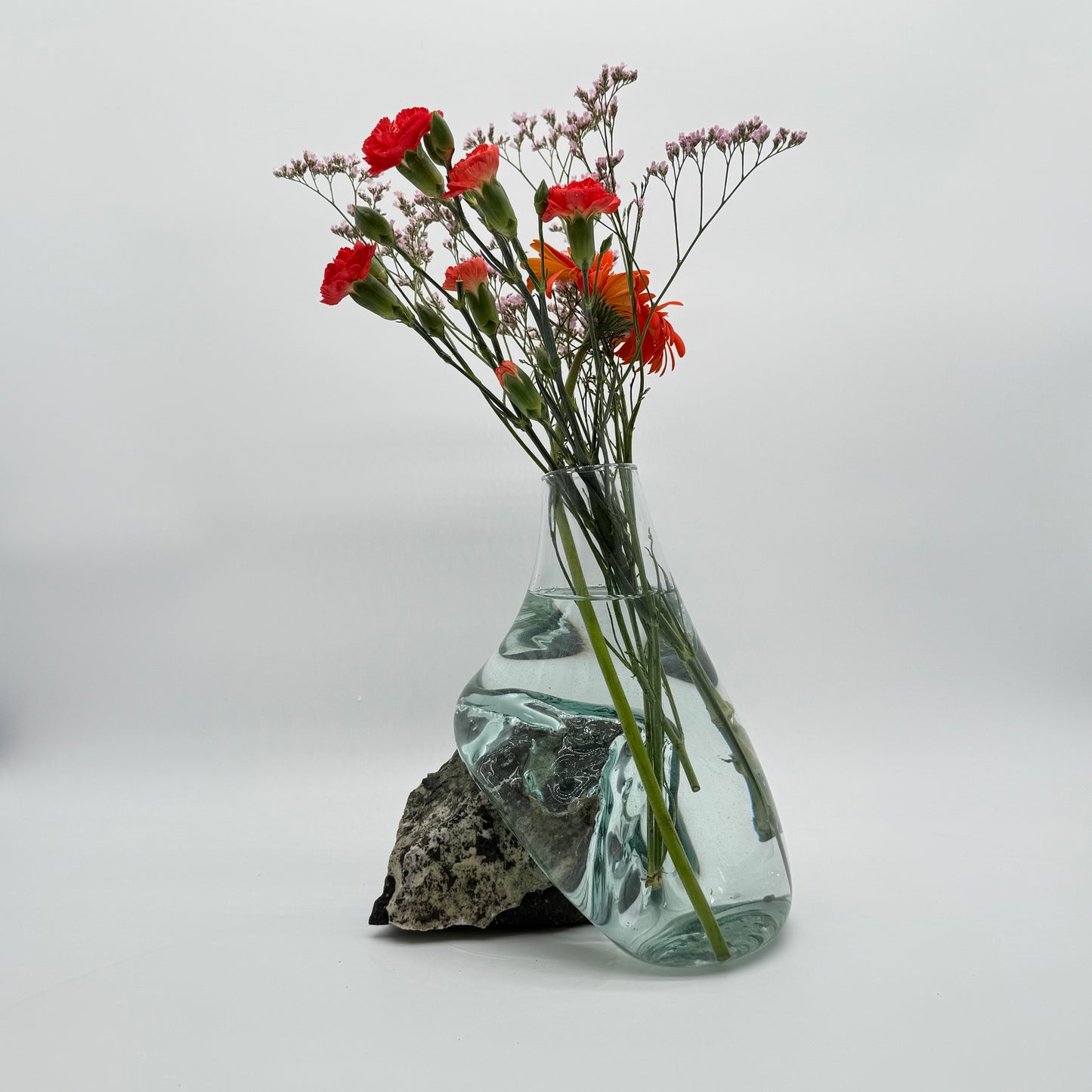 Unique Handmade Glass Vase with Natural Black Rock – One-of-a-Kind Home Accent 8