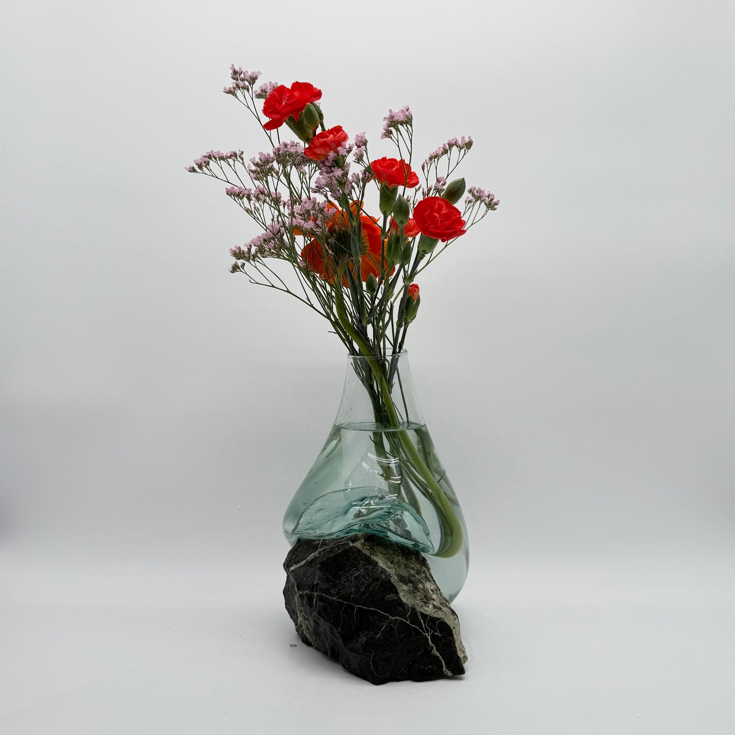 Unique Handmade Glass Vase with Natural Black Rock – One-of-a-Kind Home Accent 8