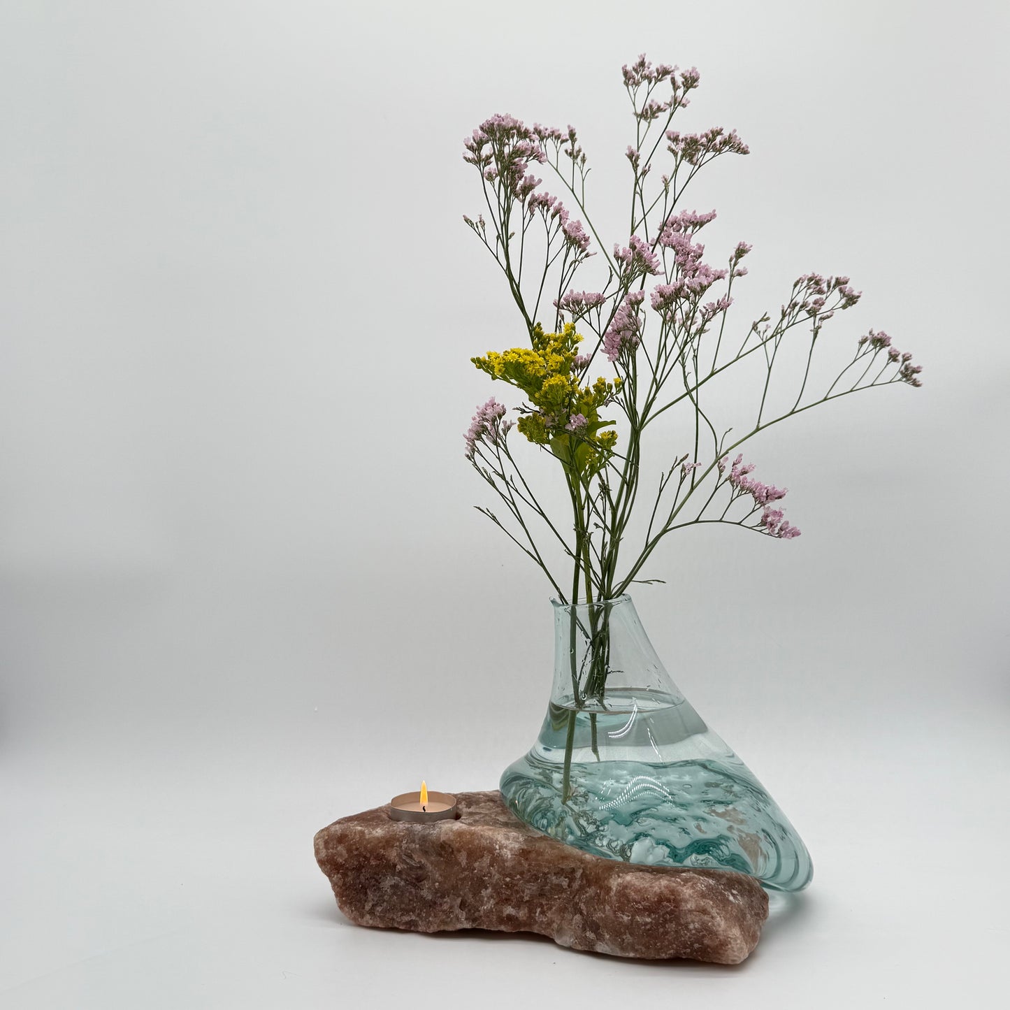 Stone Embrace Glass Vase with Candle Holder 9