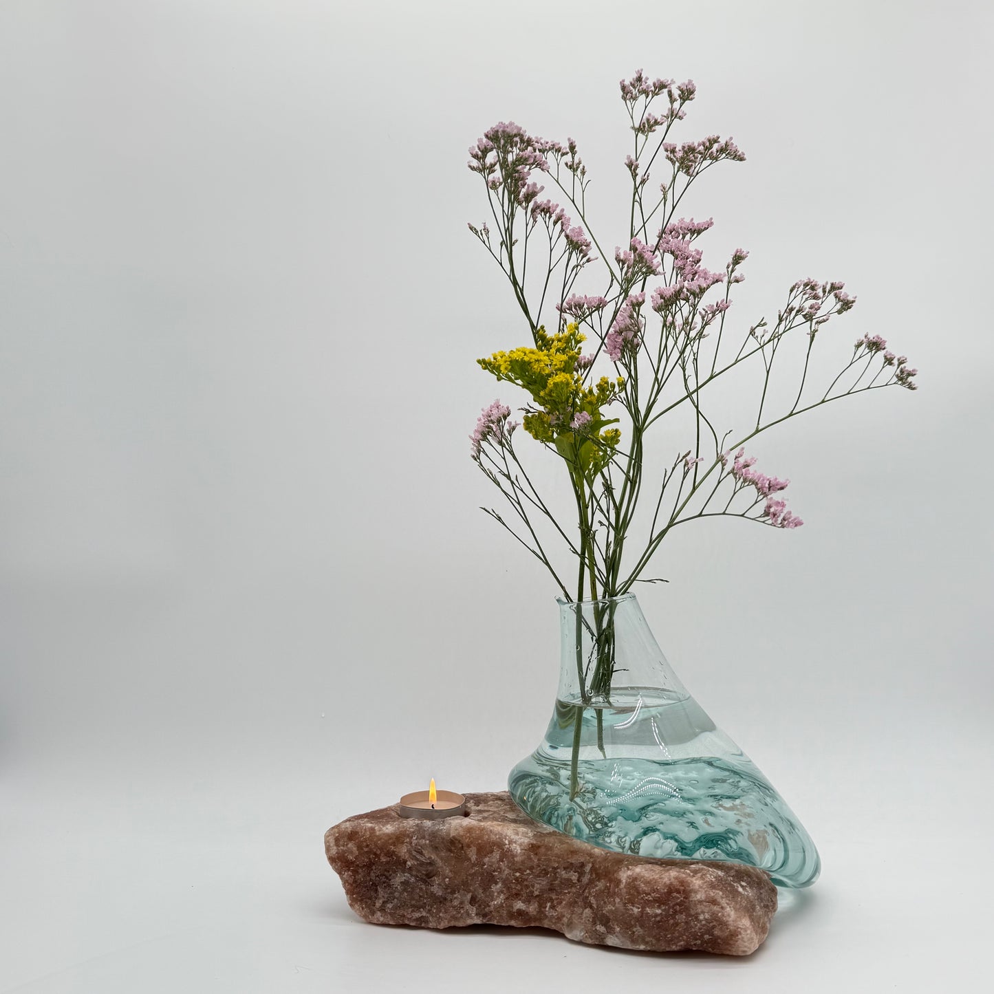 Stone Embrace Glass Vase with Candle Holder 9