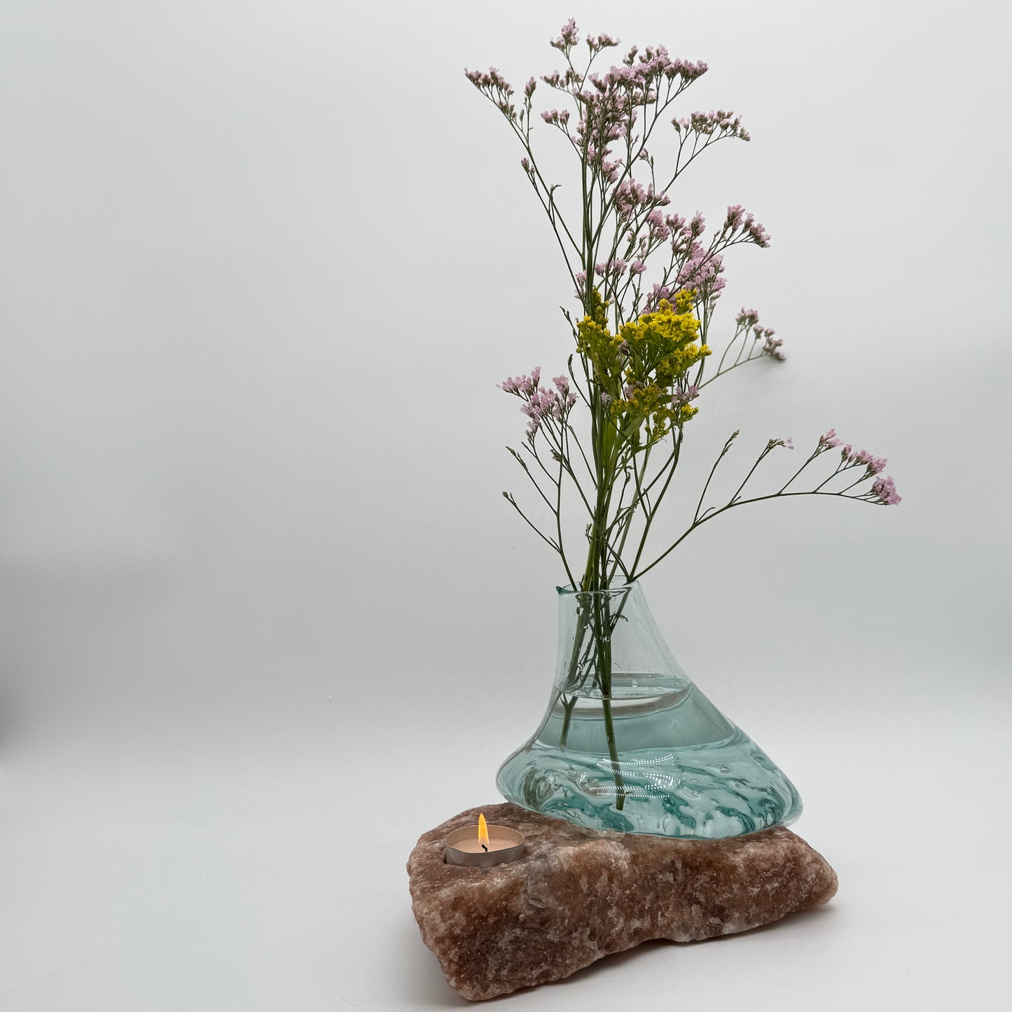 Stone Embrace Glass Vase with Candle Holder 9