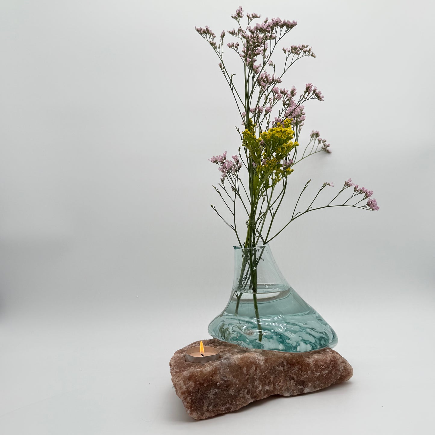 Stone Embrace Glass Vase with Candle Holder 9