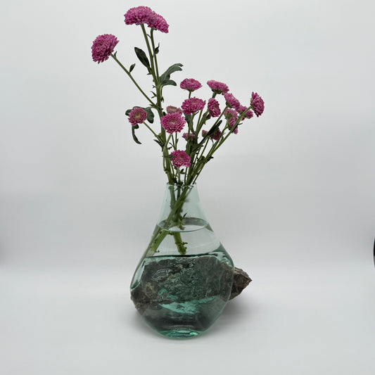 Hand-Blown Glass Vase with Natural Stone – Rare Artistic Home Decor 10