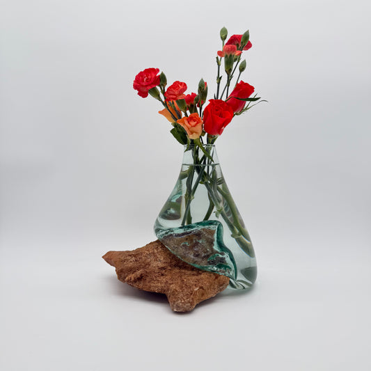 Hand-Blown Glass Vase with Stone Base – Timeless Artistic Home Decor 12