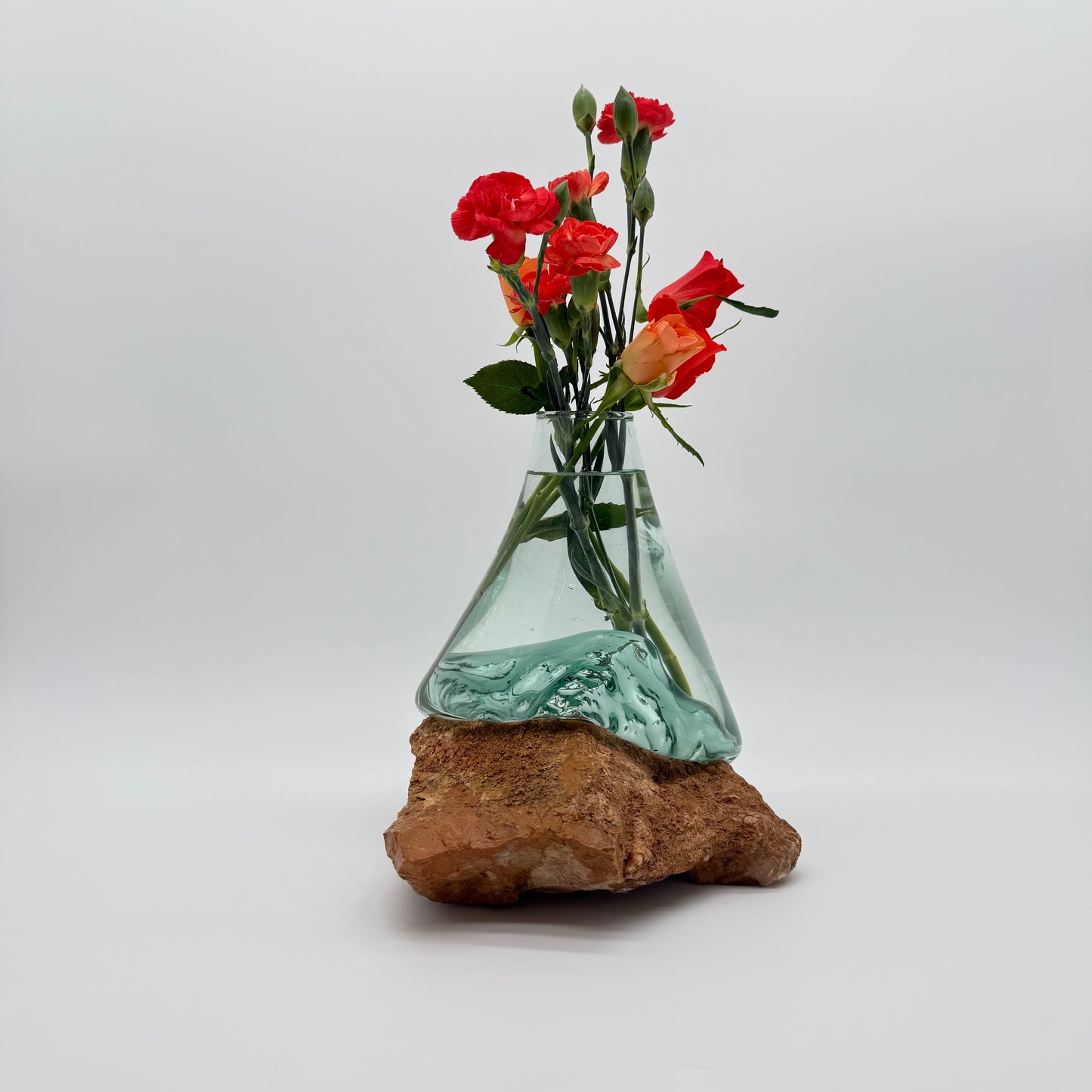 Hand-Blown Glass Vase with Stone Base – Timeless Artistic Home Decor 12