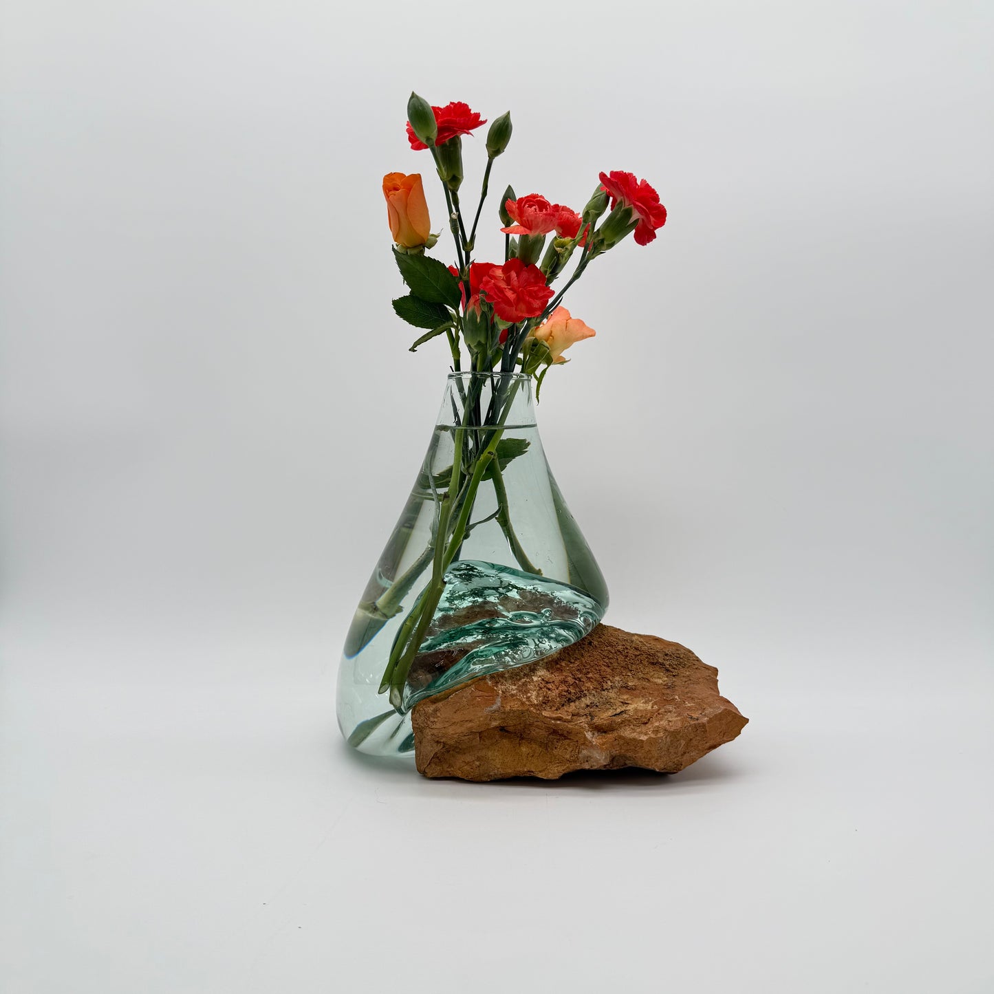 Hand-Blown Glass Vase with Stone Base – Timeless Artistic Home Decor 12