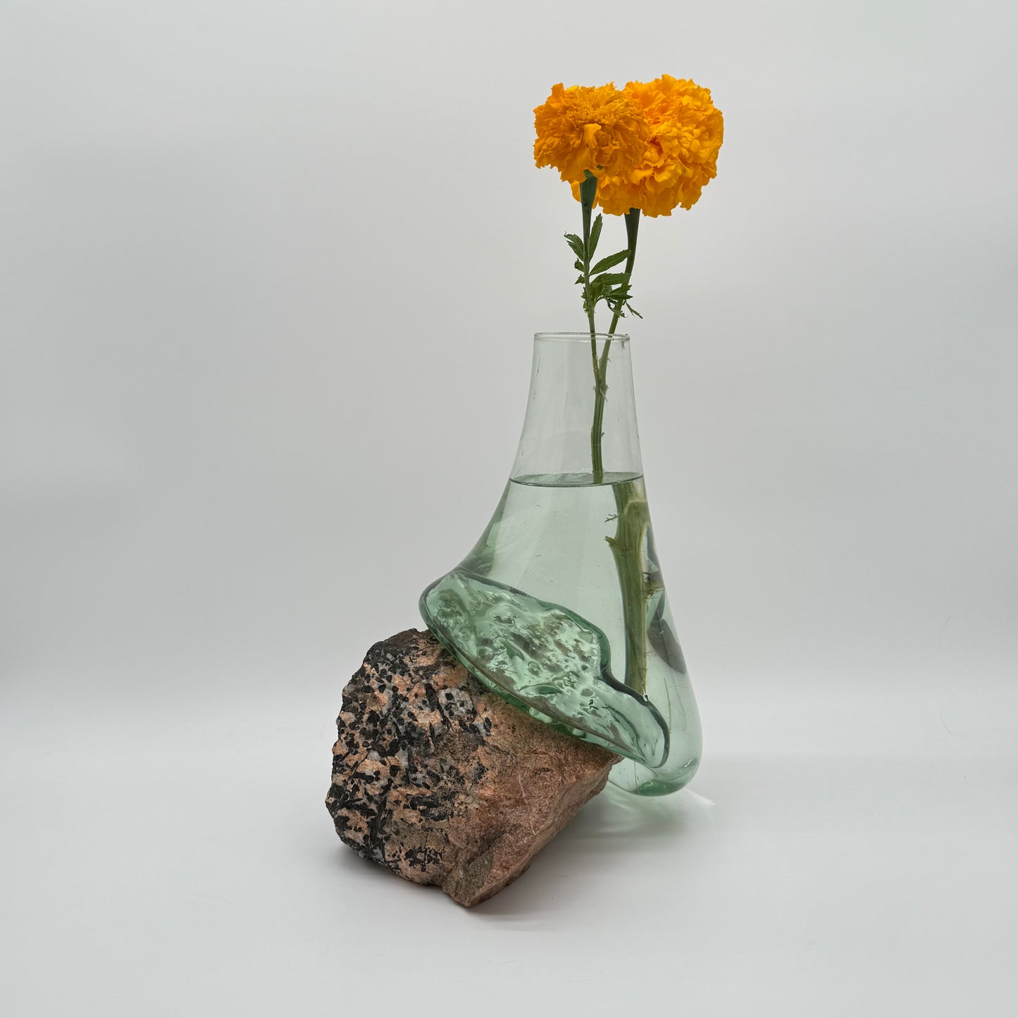 Rare Handcrafted Glass Vase with Stone Form Design 18