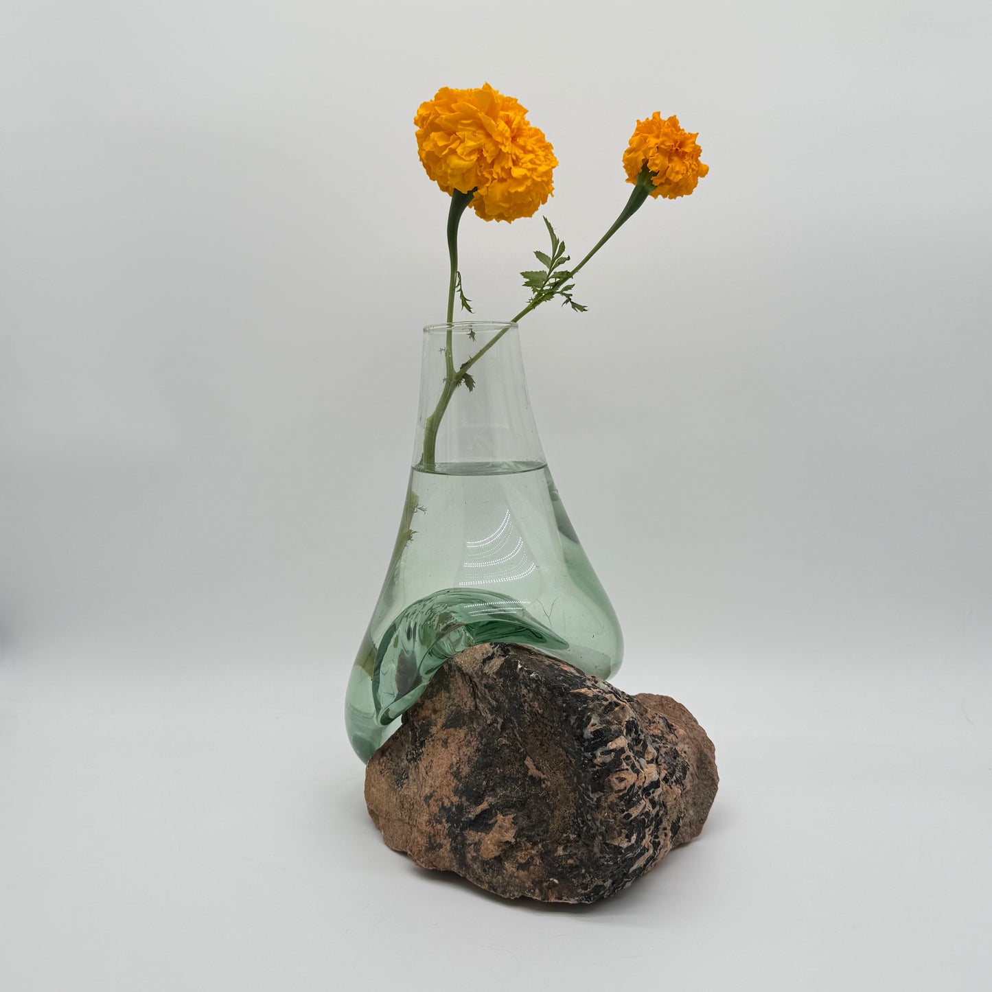 Rare Handcrafted Glass Vase with Stone Form Design 18