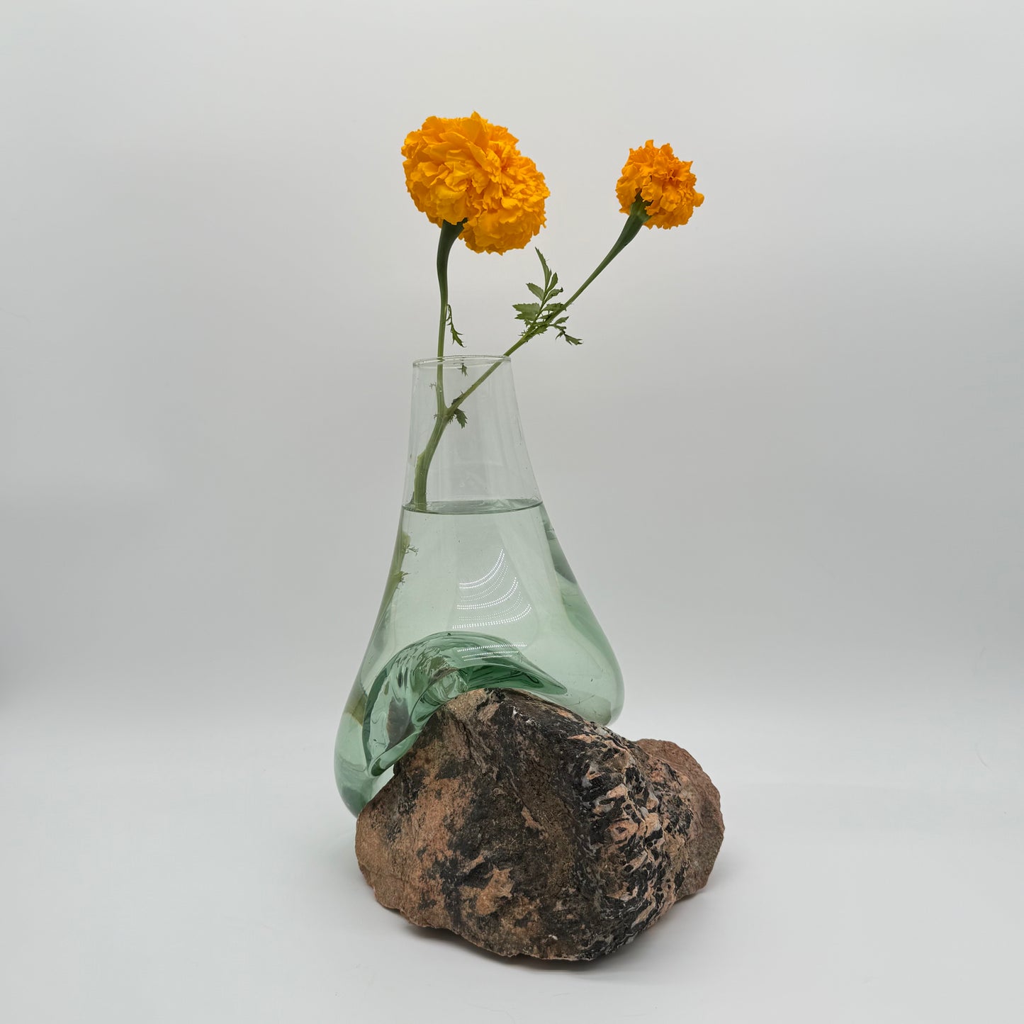 Rare Handcrafted Glass Vase with Stone Form Design 18