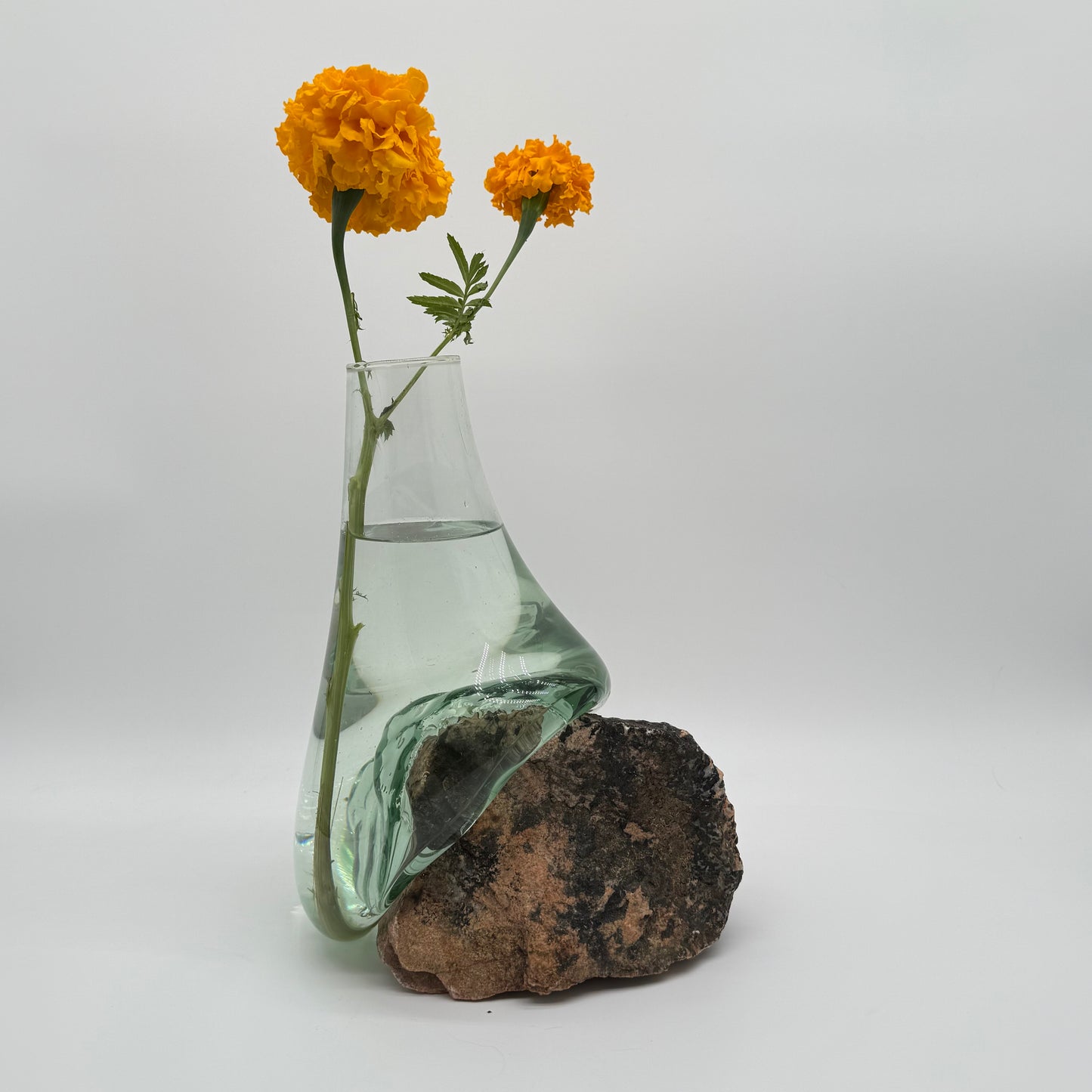 Rare Handcrafted Glass Vase with Stone Form Design 18