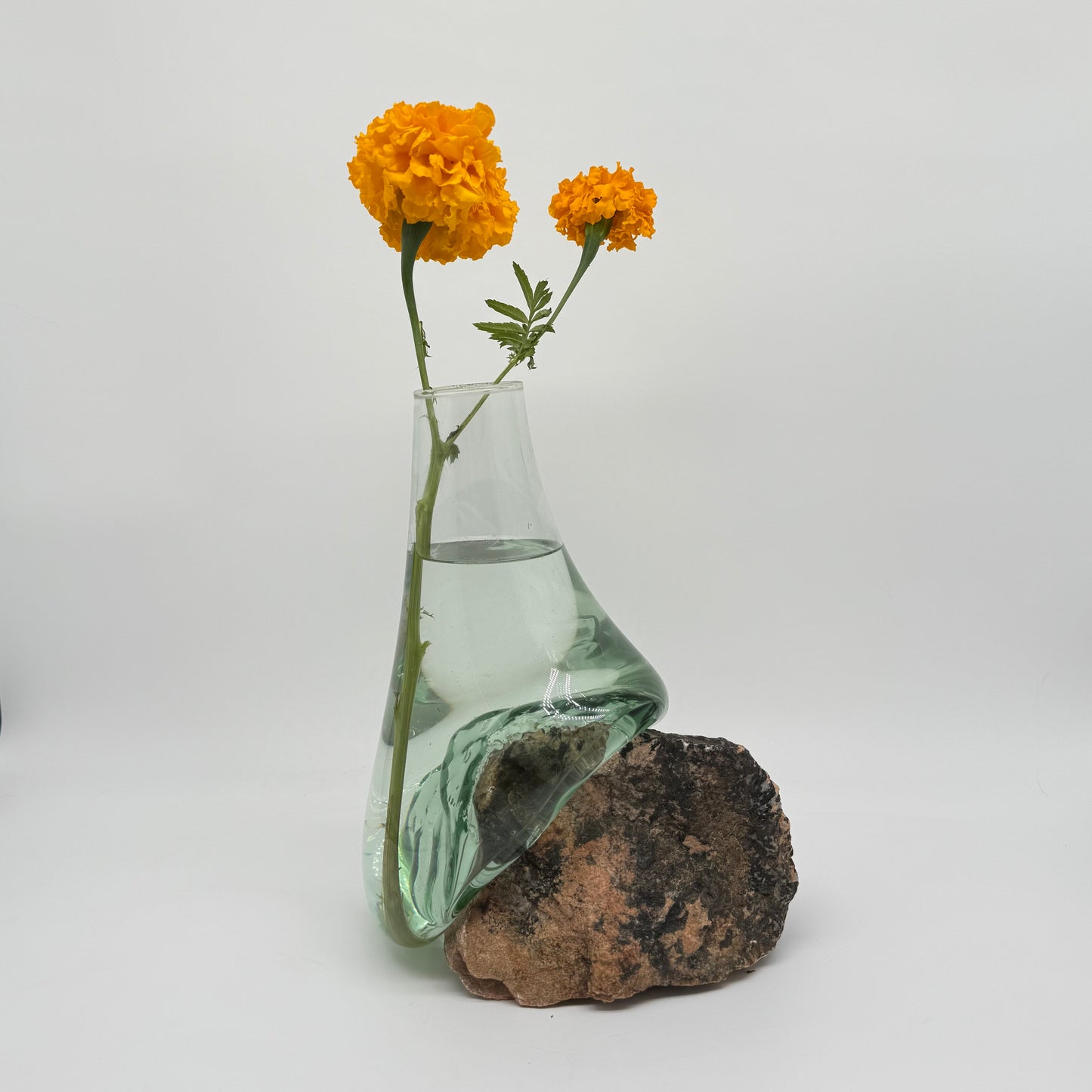 Rare Handcrafted Glass Vase with Stone Form Design 18