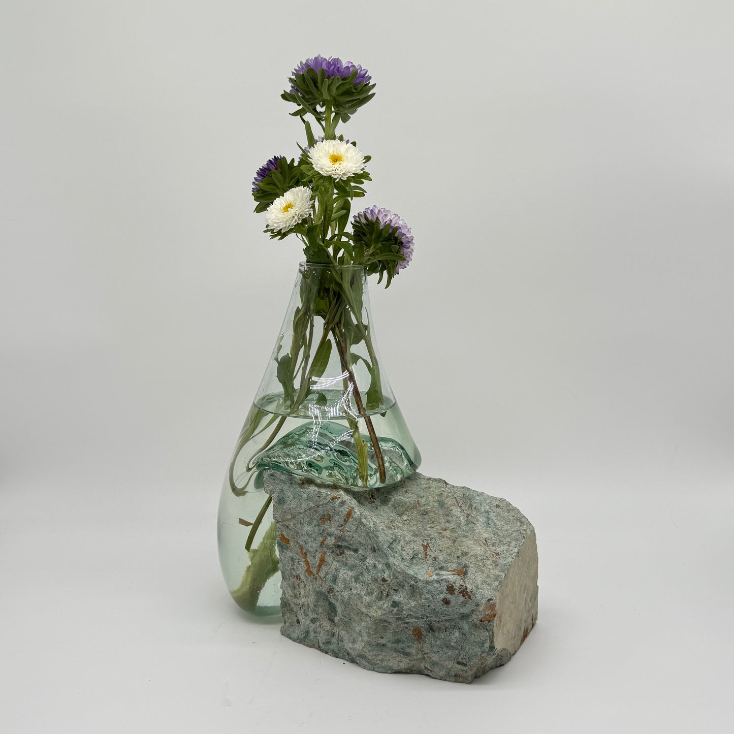 Exclusive Artisan Glass Vase Resting on Rare Blue Stone 23