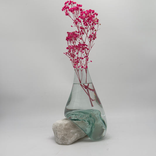 Handmade Glass Vase with White Salt Stone Base – Pure Grace 30