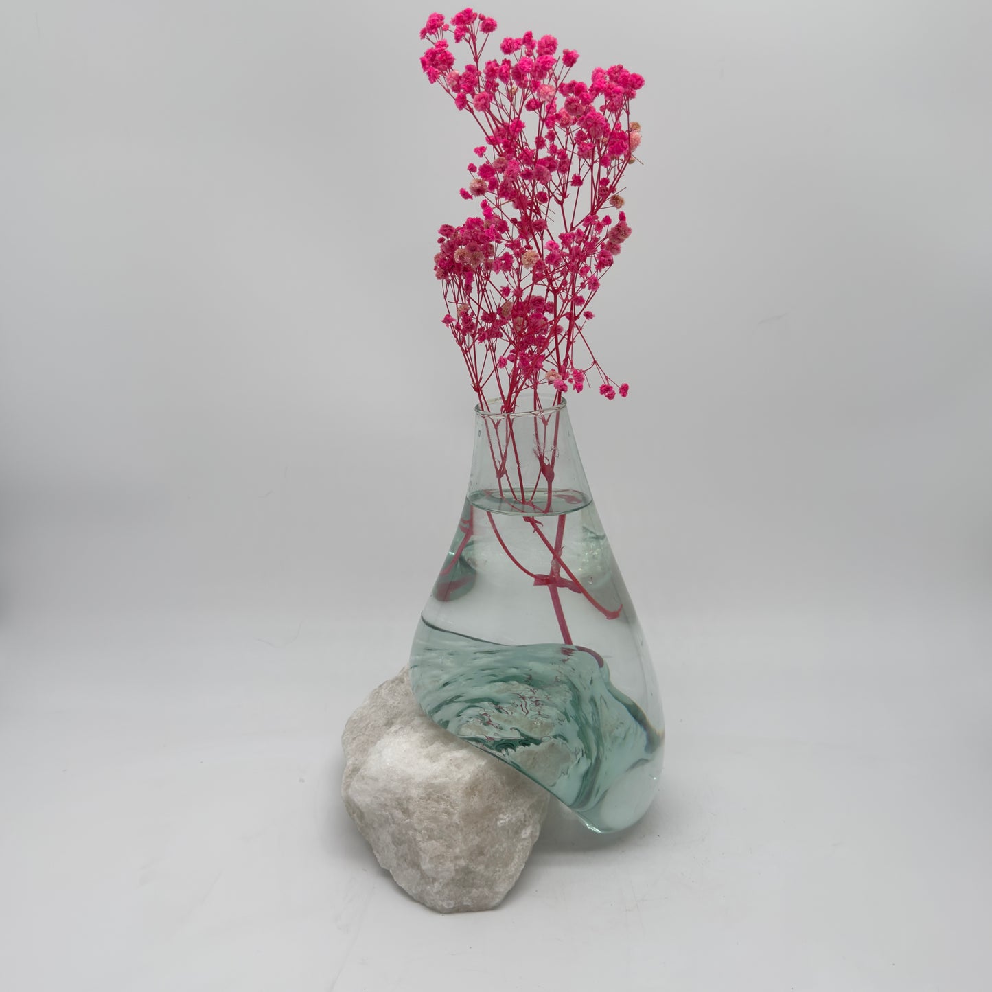 Handmade Glass Vase with White Salt Stone Base – Pure Grace 30