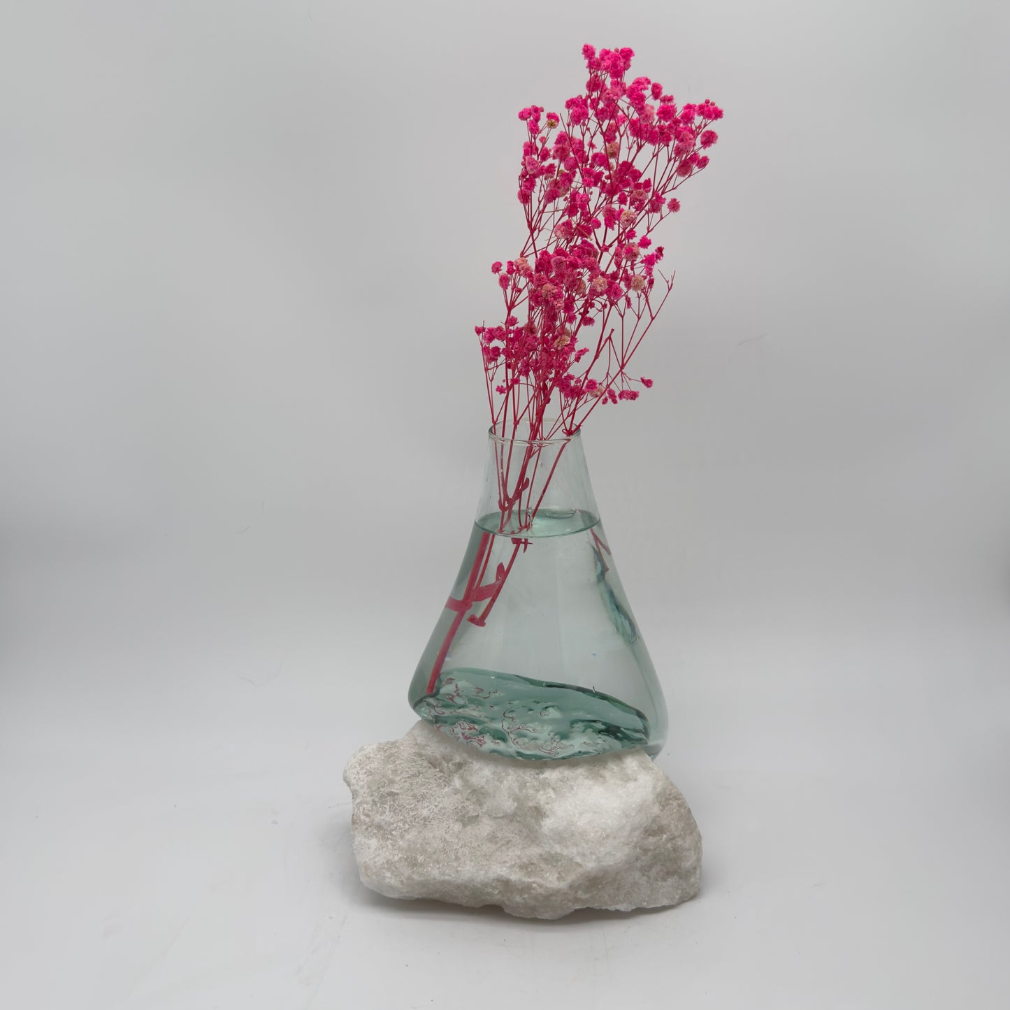 Handmade Glass Vase with White Salt Stone Base – Pure Grace 30