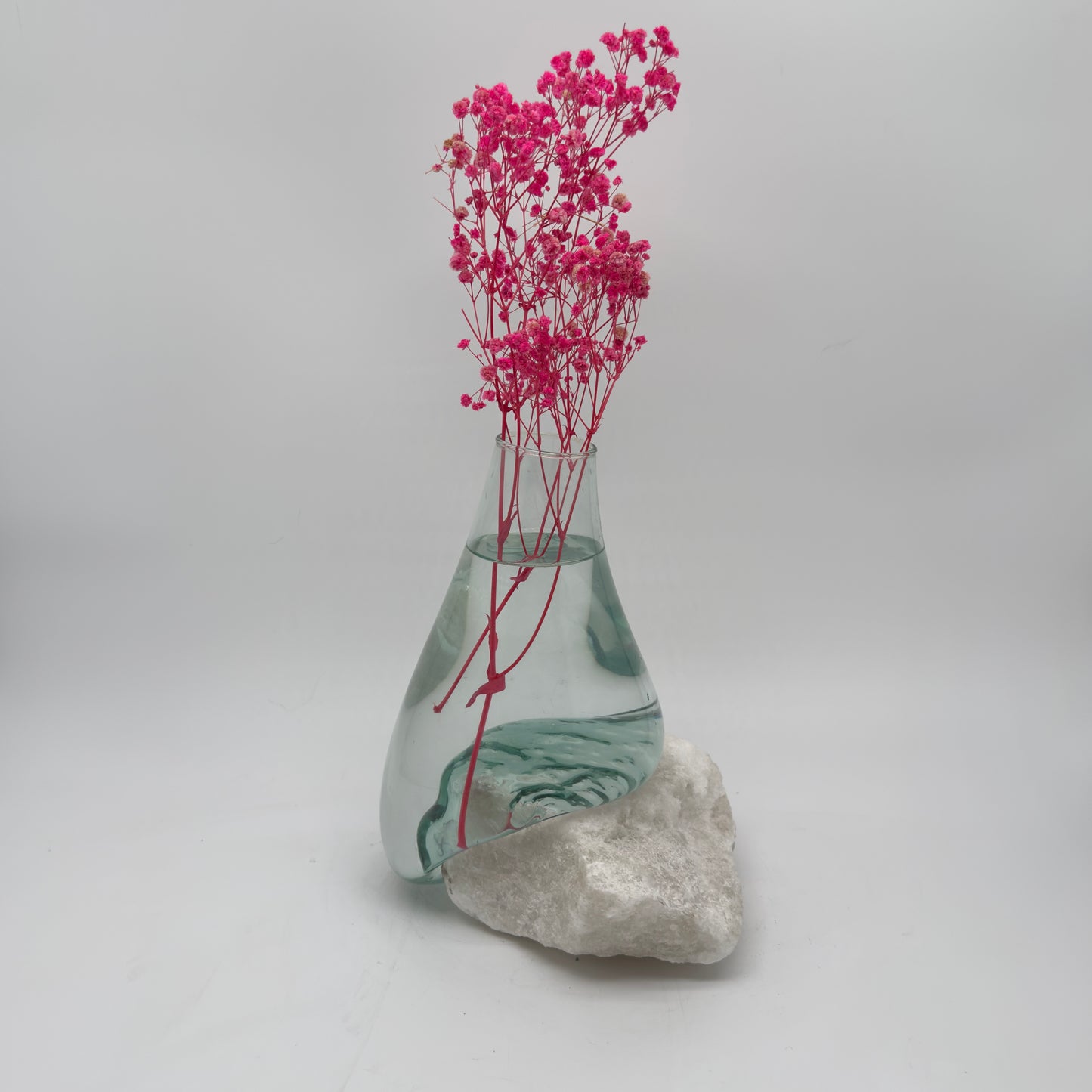 Handmade Glass Vase with White Salt Stone Base – Pure Grace 30